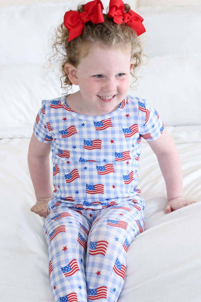 Bamboo Waffle Two Piece Pajama Set | Star-Spangled Picnic: 12-18 months