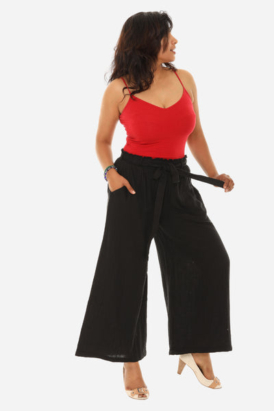 SW Women Pocket Tie-Front Wide-Leg Pants: WHITE / 1X