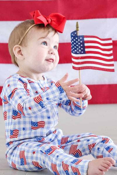 Bamboo Waffle Convertible Zip Romper | Star-Spangled Picnic: 6-12 months