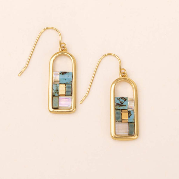 SC Good Karma Miyuki Frame Earring - Turquoise/Gold