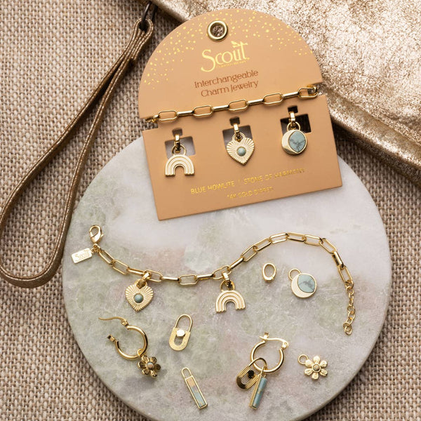 SC Interchangeable Charm Bracelet - Tourmaline/Healing/Gold