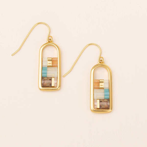 SC Good Karma Miyuki Frame Earring - Mint/Peach/Gold