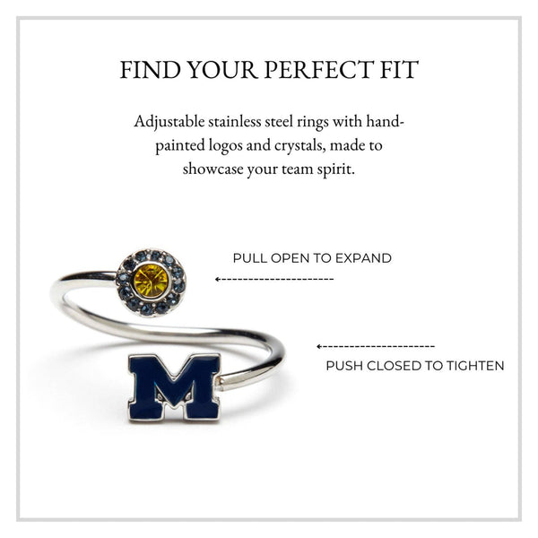 SA Michigan Adjustable Ring - Blue Block M