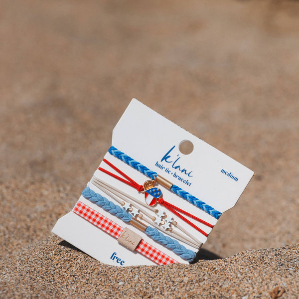 "Free" Patriotic Hair Tie Bracelets: Large