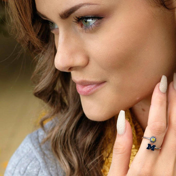 SA Michigan Adjustable Ring - Blue Block M