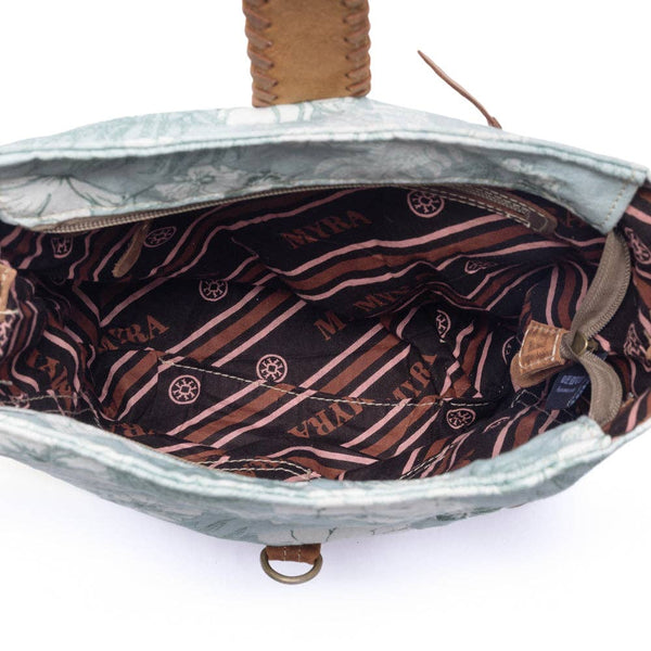 MY Sagefield Cotton & Leather Shoulder Bag in Mint Brown: Mint Brown