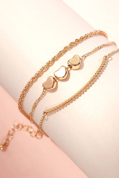 MULTI LAYER MOVABLE MINI HEART BAR BRACELET | 80B235: Gold