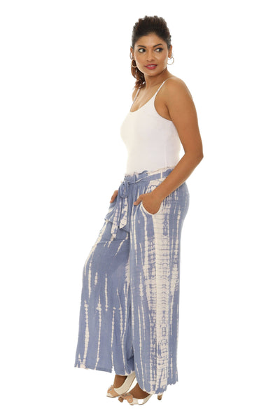 SW Belted Pocket Palazzo Pants: BLUE / 1X