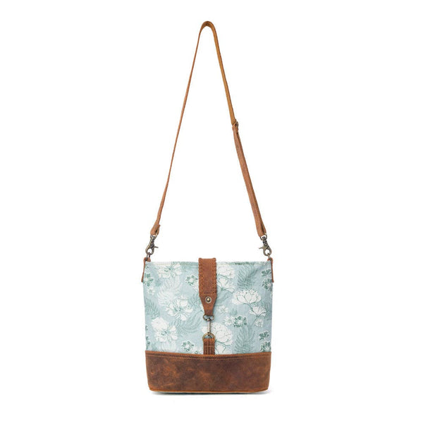 MY Sagefield Cotton & Leather Shoulder Bag in Mint Brown: Mint Brown