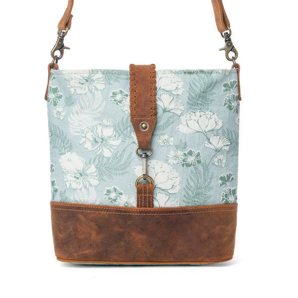 MY Sagefield Cotton & Leather Shoulder Bag in Mint Brown: Mint Brown