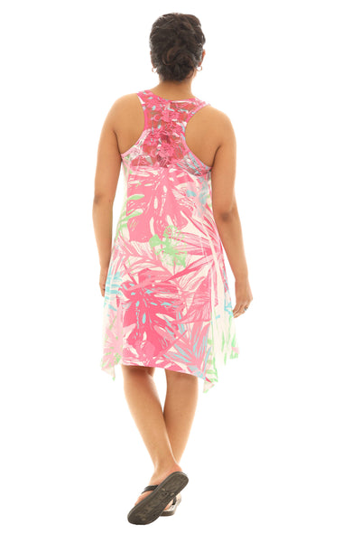 SW Tropical Breeze Handkerchief Hem Dress: Pink / S/M