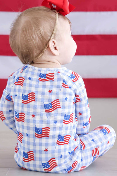 Bamboo Waffle Convertible Zip Romper | Star-Spangled Picnic: 12-18 months