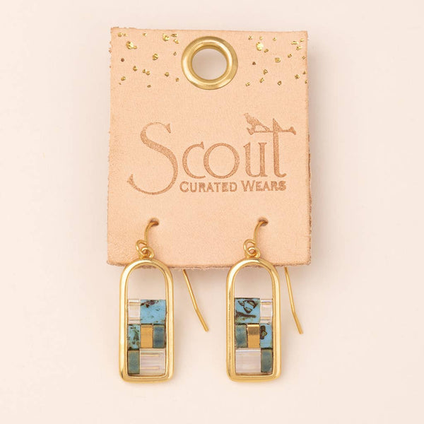 SC Good Karma Miyuki Frame Earring - Turquoise/Gold