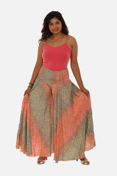 SW Bohemian Vibe with Floral Print Wide Leg Pants for Women: TURQ / S