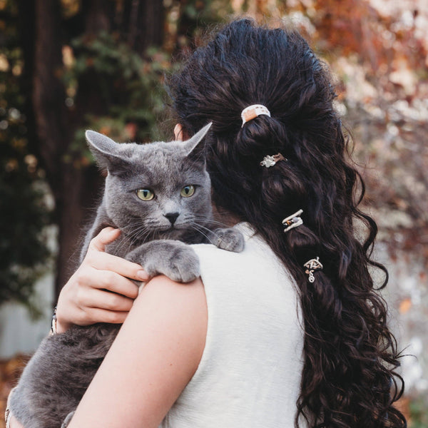 KL "Paws" Natural Hues with Silver and Paw Accents Hair Tie Bracelet: Medium