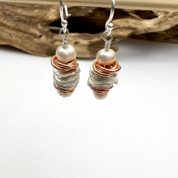 JG  Silver and Copper Earrings