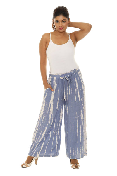 SW Belted Pocket Palazzo Pants: BLUE / 1X