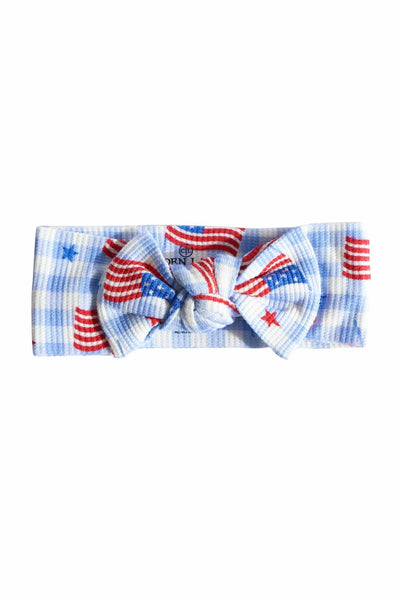 Bamboo Waffle Knit Large Bow Headwrap | Star-Spangled Picnic