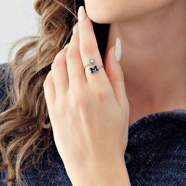 SA Michigan Adjustable Ring - Blue Block M