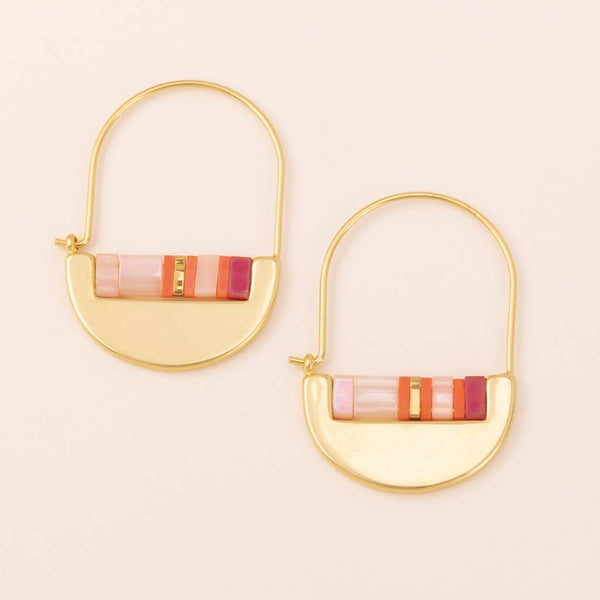 SC Good Karma Miyuki Crescent Hoop - Pink Multi/Gold
