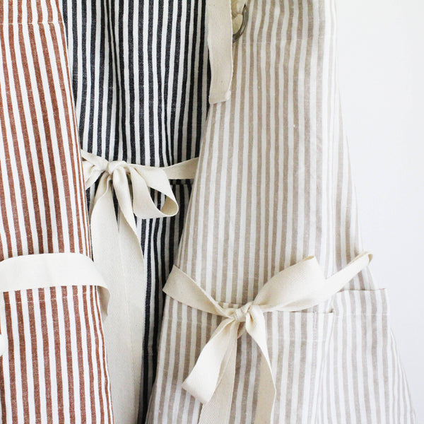 PL Ruffle Pin Stripe Apron: Green
