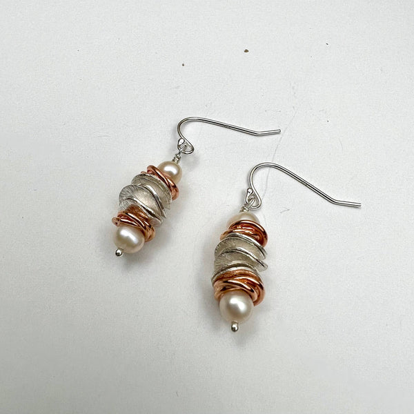 JG  Silver and Copper Earrings