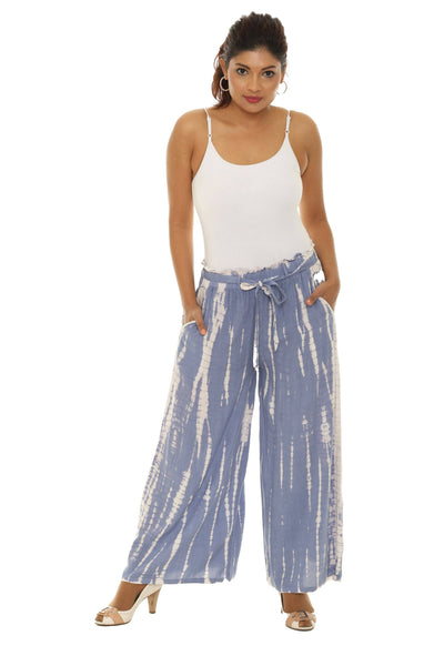 SW Belted Pocket Palazzo Pants: BLUE / 1X
