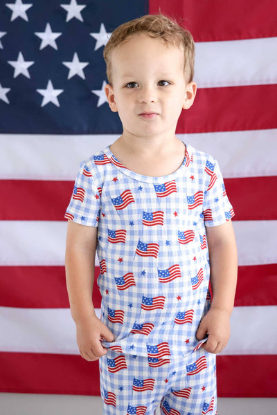 Bamboo Waffle Two Piece Pajama Set | Star-Spangled Picnic: 4T